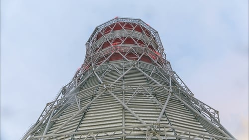 Day Changes To Night Over Close High Cooling Tower