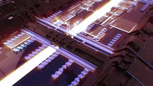 Futuristic Digital Circuit Board Data Flow Animation