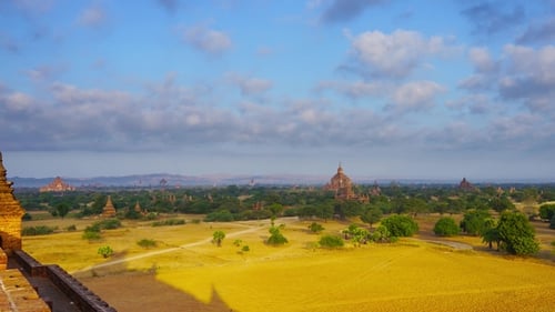 Aerial View of Ancient Temples in Bagan, Myanmar