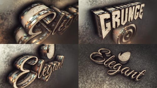 3D Grunge Text Opener with Elegant and Metallic Details
