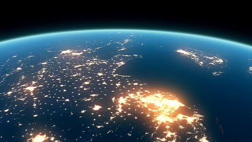 4K Earth Night Close Up High Detail East China Korea