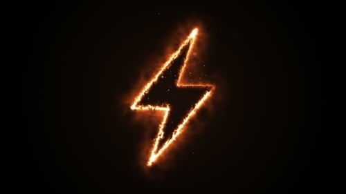 Forma de rayo ardiente sobre fondo negro