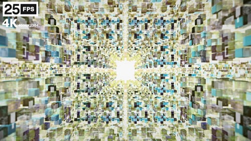 Digital Tunnel of Glowing Cubes Motion Background