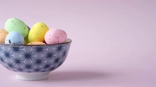 Pastel Easter Eggs in Decorative Bowl