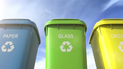 Colorful Recycling Bins for Waste Sorting Animation