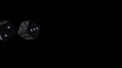 Rolling Black Dice Animation on Dark Background
