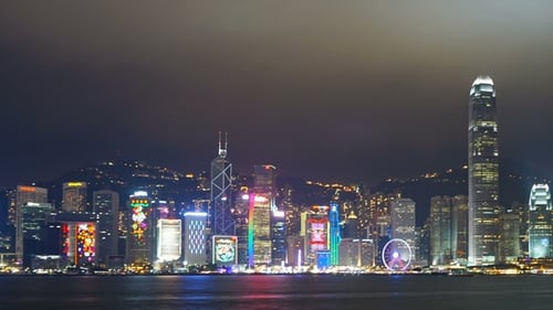 Light Show in Hong Kong at Night