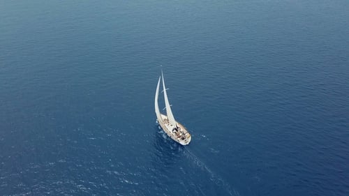 Yacht Sailing on Opened Sea