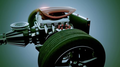 Car Chassis with Engine