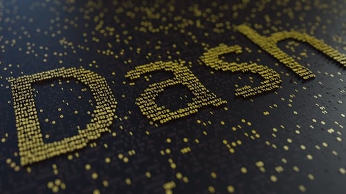 Dash Word Made of Moving Golden Numbers