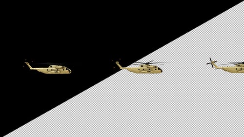 UN Helicopter Flying Across Screen Alpha Channel Animation