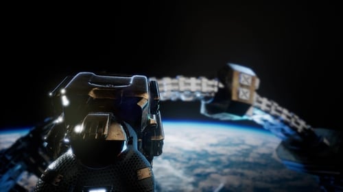 Astronaut and International Space Station