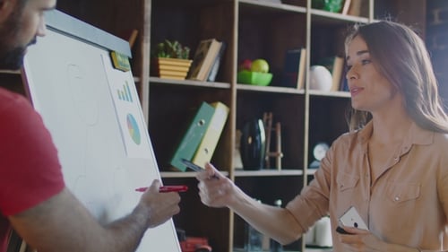 Business Meeting at the Office Whiteboard