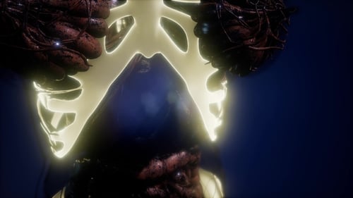 Detailed Human Body Anatomy Scan with Glowing Skeleton