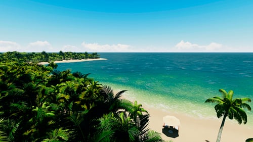 Drone View At The Beach With Blue Ocean