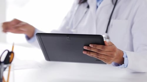 Doctor Hands with Tablet Pc at Hospital
