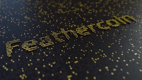 Feathercoin Word Made of Moving Golden Numbers