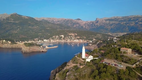 Port De Soller Aerial View, Majorca. Mediterranean Sea.