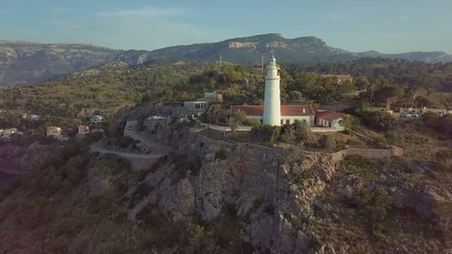 Port De Soller Lighthouse Aerial View, Majorca - Mediterranean Sea