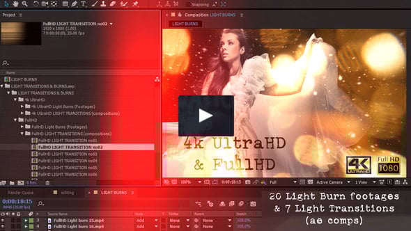 Light transitions & burns (AE project & footages)