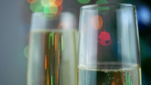 Champagne Flutes Filled for Festive Christmas Celebration