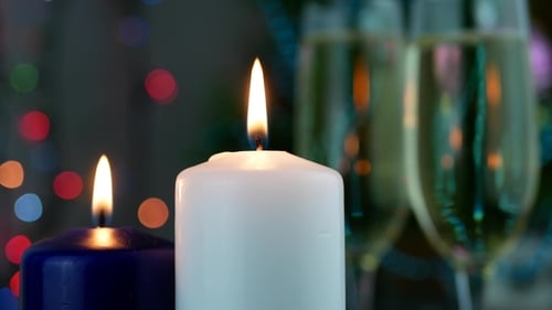 Candles and Champagne Glow at Night