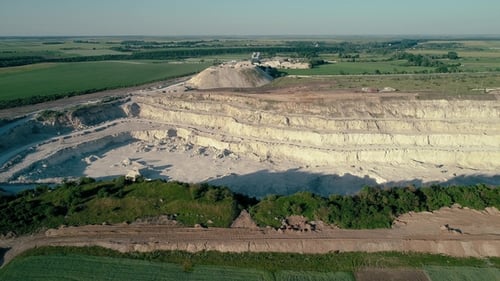Fly Over a Mountain Stone Quarry