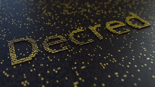 Decred Word Made of Moving Golden Numbers