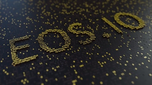 EOS.IO Word Made of Moving Golden Numbers