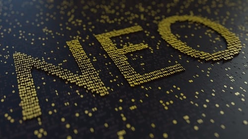 NEO Word Made of Moving Golden Numbers
