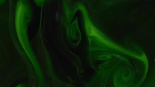 Abstract Background. Green Emerald Paint Mixing in Black Water