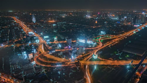 Bangkok, Thailand Timelapse Bangkok's city traffic at night