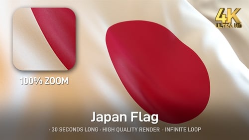 Realistic Waving Japanese Flag Loopable Background Animation