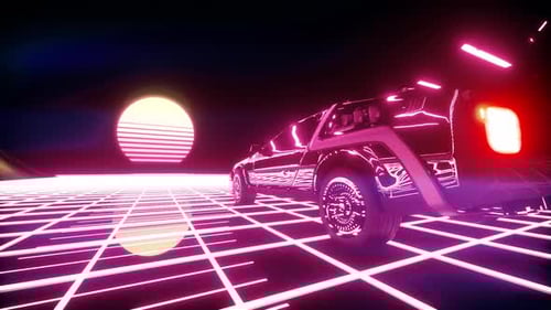 Retro Futuristic 80s Style Drive In Neon City 4K