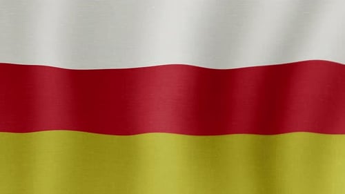 Realistic Waving Flag Animation with White Red Yellow Stripes