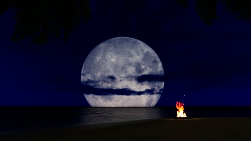 Lagerfeuer in Zeitlupe am Strand