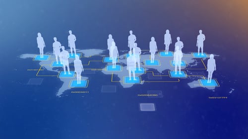 Digital People Connecting on Global Business Network Map