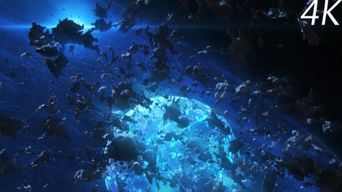 Futuristic Cosmic Planet Intro with Asteroid Field