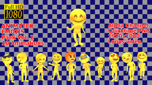 Animated 3D Emoji Characters with Diverse Expressions and Alpha Channel