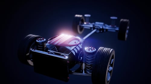 Car Chassis with Engine