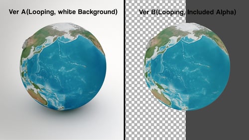 Realistic Rotating Earth Globe with Alpha Channel Loop