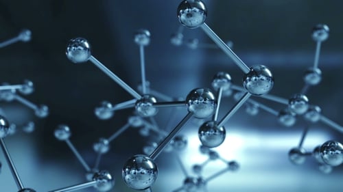 Futuristic 3D Molecular Network Rotating Animation