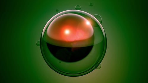 Abstract Scientific Cell with Glowing Core Sphere Animation