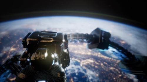 Astronaut and International Space Station