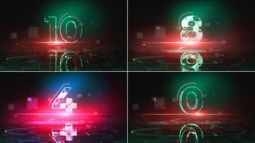 Futuristic Cyber Neon Countdown from Ten to Zero