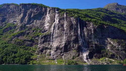 Seven Sisters Waterfalls Cascading Down Mountain in Norway