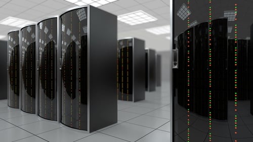 Moving Slowly Through Server Room in Datacenter