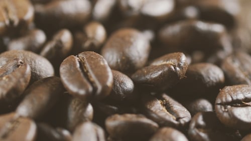 Macro Close-up of Roasted Coffee Beans