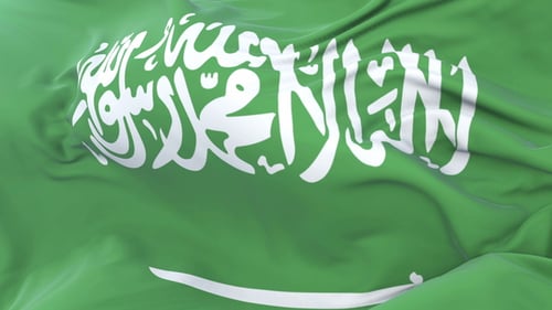Realistic Saudi Arabia Flag Waving in Wind Loop