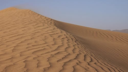 Sand Blowing in Sand Dunes Wind, Sahara Desert
